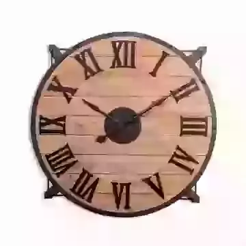 Extra Large Iron and Wood Industrial Wall Clock